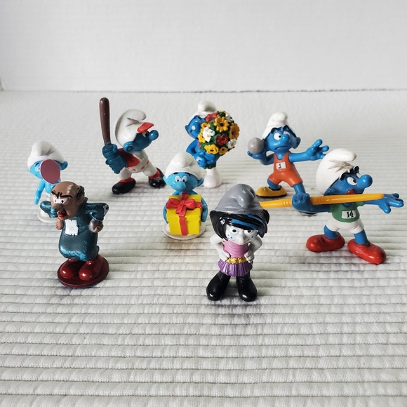 13 Smurf Lot Vintage 2"-3.5" Gargamel Vexy Smurfette Vainy  Schienich Peyo 1980s - Picture 9 of 16
